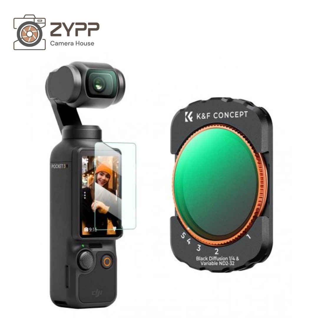 K&F Concept 2-in-1 Variable ND Filter for DJI Osmo Pocket 4/3 (Black Diffusion 1/4+ND 2-32)