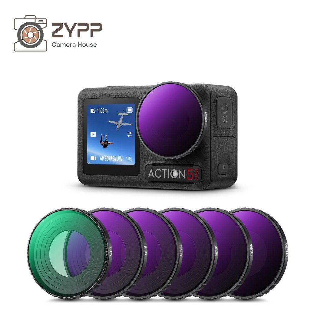 K&F Concept 6PCS Filter Set for DJI Osmo Action 4/ 5 Pro (CPL+ND8+ND16+ND32+ND64+ND256)